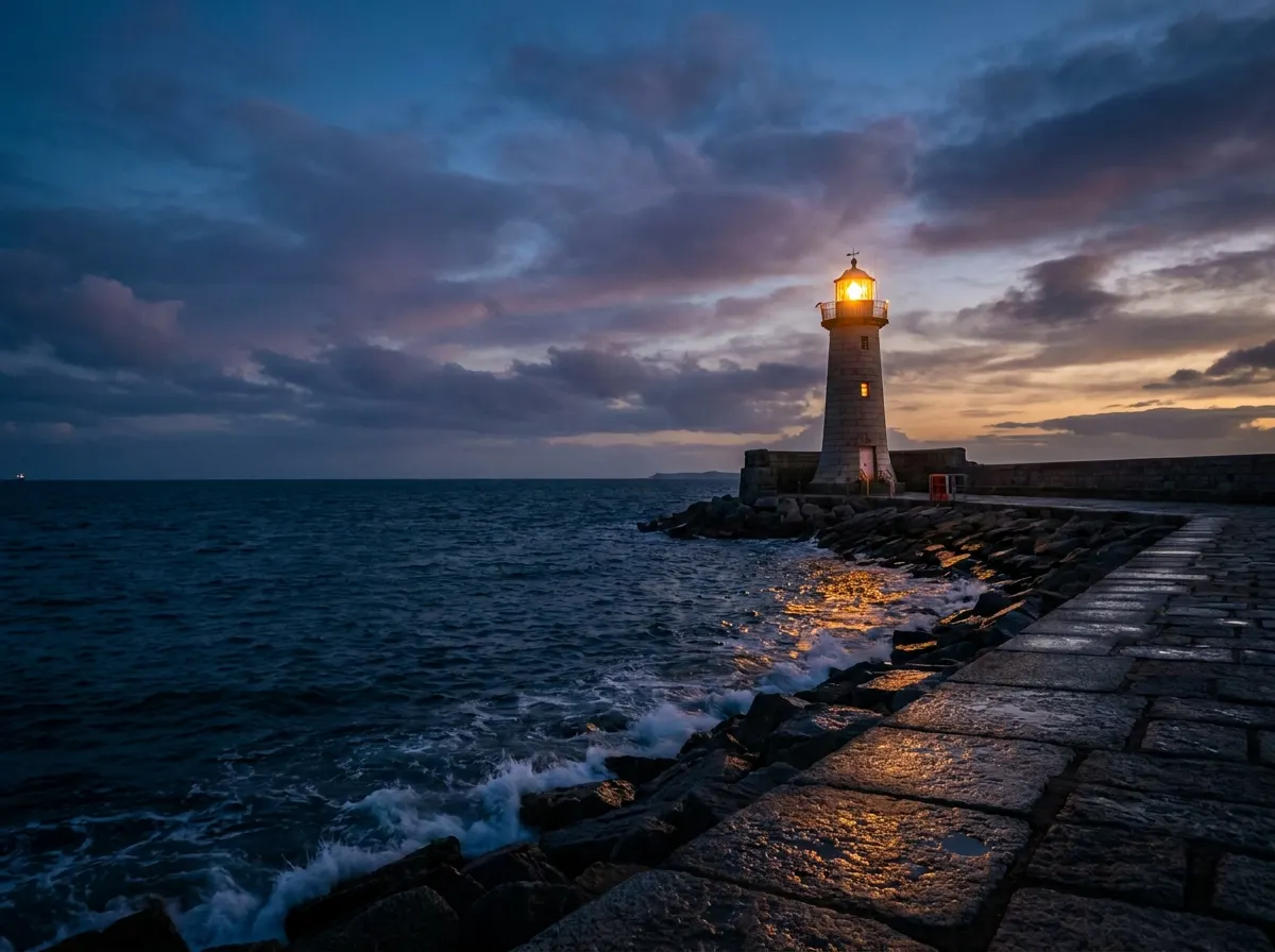Latarnia morska na molo w Dun Laoghaire w Irlandii